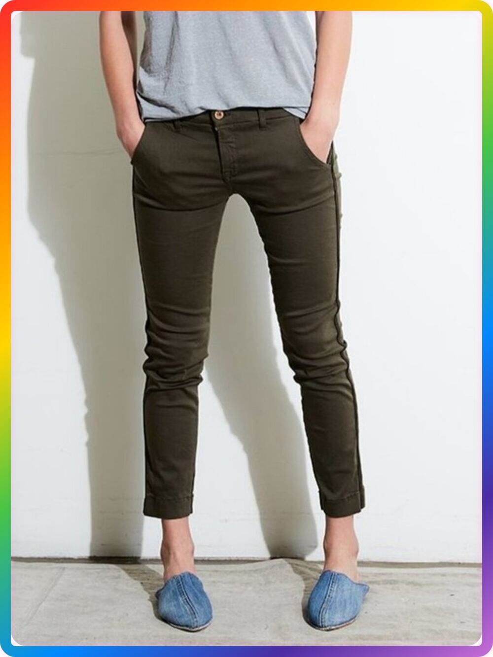 NSF Wallace Pant SIZE 28 Drab Green Mid Rise Ankle Trouser Slim Fit USA